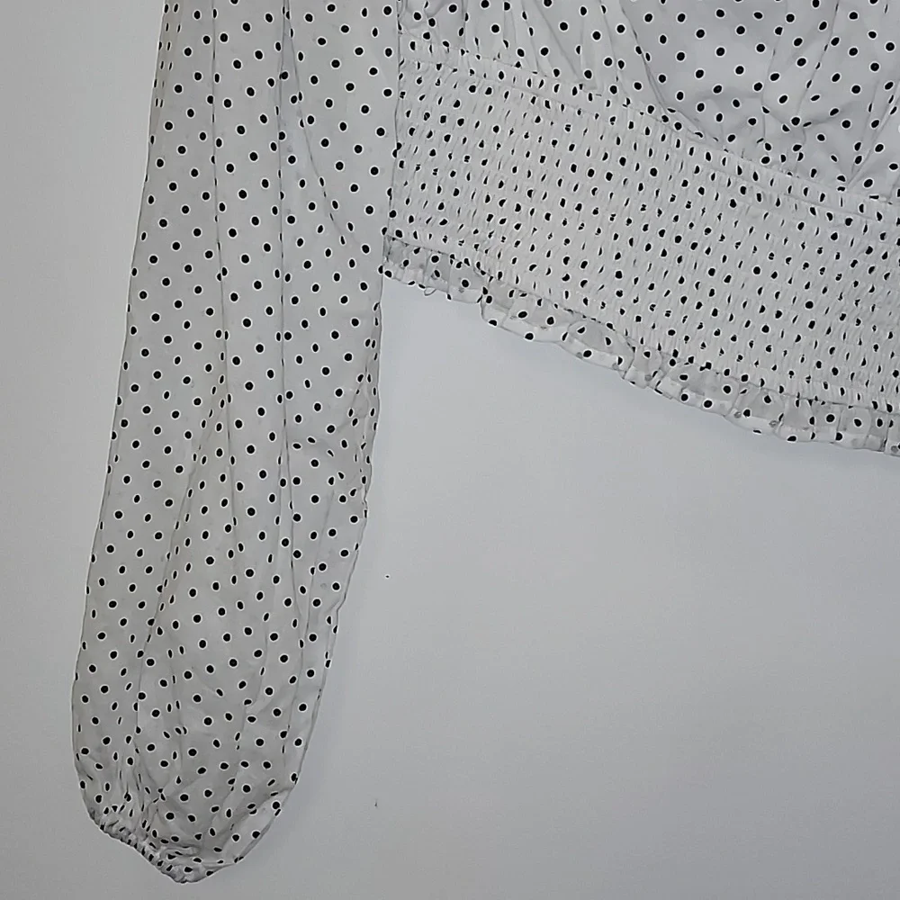 Revolve Majorelle Tate Smocked Long Sleeve Polkadotz Puff Sleeve CottageTop Sz S - Picture 8 of 16